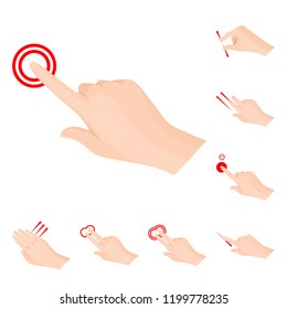 Vector illustration of touchscreen and hand sign. Collection of touchscreen and touch stock vector illustration.