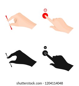 Vector illustration of touchscreen and hand sign. Collection of touchscreen and touch stock vector illustration.