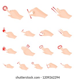 Vector illustration of touchscreen and hand sign. Set of touchscreen and touch stock symbol for web.