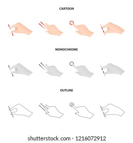 Vector illustration of touchscreen and hand sign. Set of touchscreen and touch stock vector illustration.