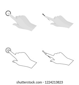 Vector illustration of touchscreen and hand sign. Set of touchscreen and touch stock vector illustration.