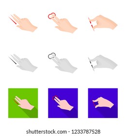 Vector illustration of touchscreen and hand sign. Set of touchscreen and touch stock vector illustration.