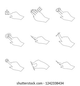 Vector illustration of touchscreen and hand sign. Collection of touchscreen and touch stock vector illustration.