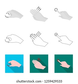 Vector illustration of touchscreen and hand sign. Collection of touchscreen and touch stock symbol for web.