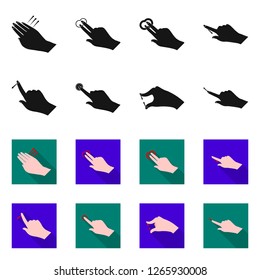 Vector illustration of touchscreen and hand sign. Collection of touchscreen and touch stock symbol for web.
