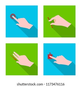 Vector illustration of touchscreen and hand symbol. Set of touchscreen and touch vector icon for stock.
