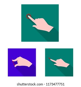 Vector illustration of touchscreen and hand symbol. Collection of touchscreen and touch vector icon for stock.