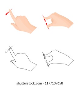Vector illustration of touchscreen and hand symbol. Set of touchscreen and touch vector icon for stock.