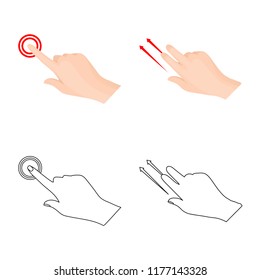 Vector illustration of touchscreen and hand symbol. Set of touchscreen and touch vector icon for stock.