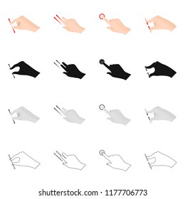 Vector illustration of touchscreen and hand symbol. Set of touchscreen and touch stock symbol for web.