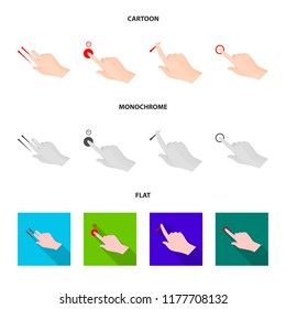 Vector illustration of touchscreen and hand symbol. Set of touchscreen and touch stock symbol for web.