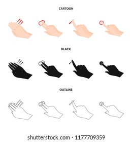 Vector illustration of touchscreen and hand symbol. Set of touchscreen and touch stock vector illustration.