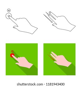 Vector illustration of touchscreen and hand symbol. Set of touchscreen and touch stock symbol for web.