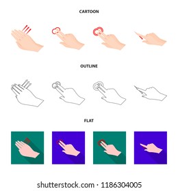 Vector illustration of touchscreen and hand symbol. Collection of touchscreen and touch vector icon for stock.