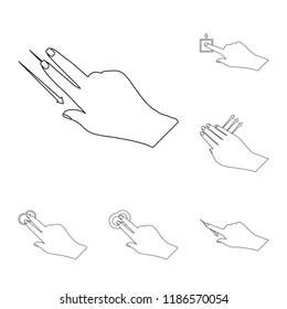Vector illustration of touchscreen and hand symbol. Collection of touchscreen and touch vector icon for stock.