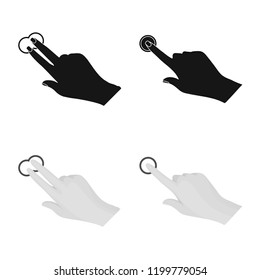 Vector illustration of touchscreen and hand symbol. Collection of touchscreen and touch vector icon for stock.