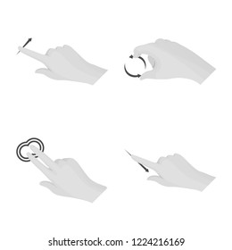 Vector illustration of touchscreen and hand symbol. Set of touchscreen and touch vector icon for stock.