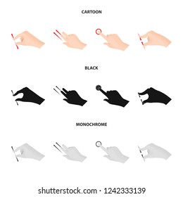 Vector illustration of touchscreen and hand symbol. Set of touchscreen and touch vector icon for stock.