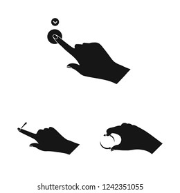 Vector illustration of touchscreen and hand symbol. Collection of touchscreen and touch stock symbol for web.