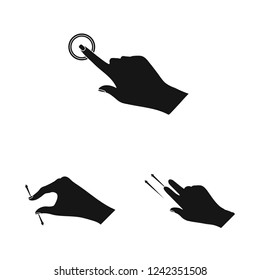 Vector illustration of touchscreen and hand symbol. Collection of touchscreen and touch vector icon for stock.