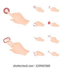 Vector illustration of touchscreen and hand symbol. Collection of touchscreen and touch stock symbol for web.