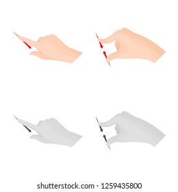 Vector illustration of touchscreen and hand symbol. Collection of touchscreen and touch stock symbol for web.