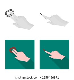 Vector illustration of touchscreen and hand symbol. Collection of touchscreen and touch stock vector illustration.