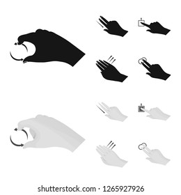 Vector illustration of touchscreen and hand symbol. Set of touchscreen and touch stock symbol for web.