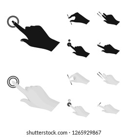Vector illustration of touchscreen and hand symbol. Collection of touchscreen and touch vector icon for stock.