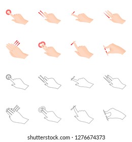 Vector illustration of touchscreen and hand symbol. Set of touchscreen and touch vector icon for stock.