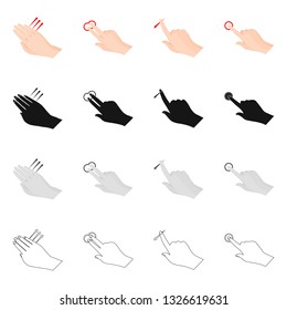 Vector illustration of touchscreen and hand symbol. Collection of touchscreen and touch stock vector illustration.