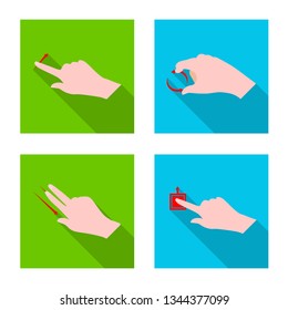 Vector illustration of touchscreen and hand symbol. Set of touchscreen and touch stock vector illustration.