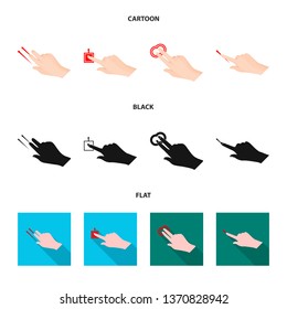 Vector illustration of touchscreen and hand symbol. Collection of touchscreen and touch vector icon for stock.
