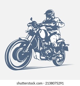 vector illustration of touring man riding a motorbike