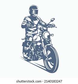 vector illustration of touring man riding a motorbike