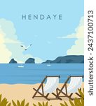 Vector illustration. Tourism, travel. Beach, summer. Poster design, banner, postcard, cover. Modern design.