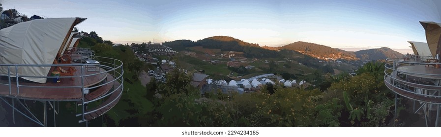 vector illustration tourist attractions in chiang mai thailand