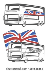 Vector illustration of tourist bus with Union Jack.