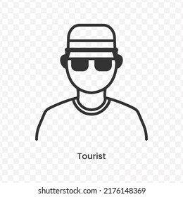 Vector illustration of Tourist icon in dark color and transparent background(png).