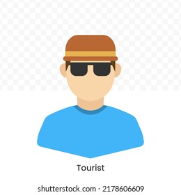 Vector illustration of Tourist icon in dark color and transparent background(png).