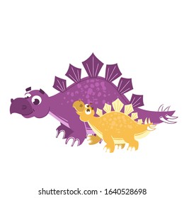 Vector illustration of tow dinosaurs with spikes  isolated on white