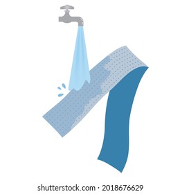 Vector illustration of a towel made of cold material that is used after wetting it with water.