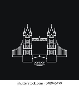 Vector Illustration of Tower bridge Icon Outline for Design, Website, Background, Banner. Travel Britain Landmark silhouette Element Template for Tourism Flyer