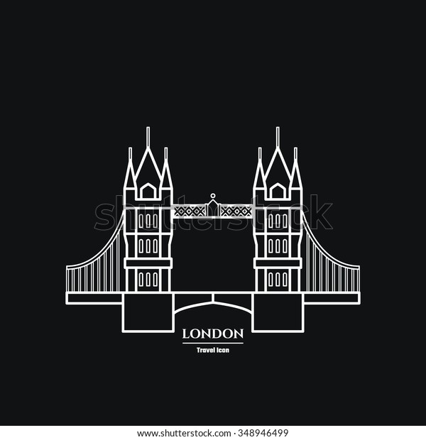 Vector Illustration Tower Bridge Icon Outline Stock Vector (Royalty ...