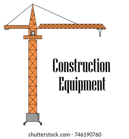 Vector illustration of the tower crane on a white background.