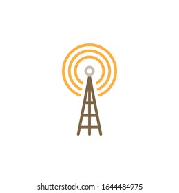 Vector illustration, tower icon template. Line design template can be used for topics internet, communication, tower, signal, transmission