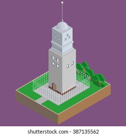 A vector illustration of tower. Isometric Tower vector illustration icon.