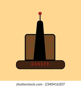 Ilustración vectorial de una torre con una luz roja brillante