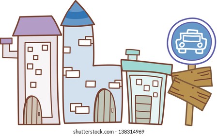 Vector illustration of a town