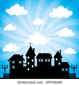 Vector illustration. Town.
